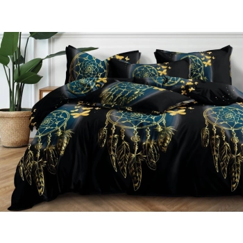 Czarna pościel 200x220 bawełna satynowa z prześcieradłem PK482